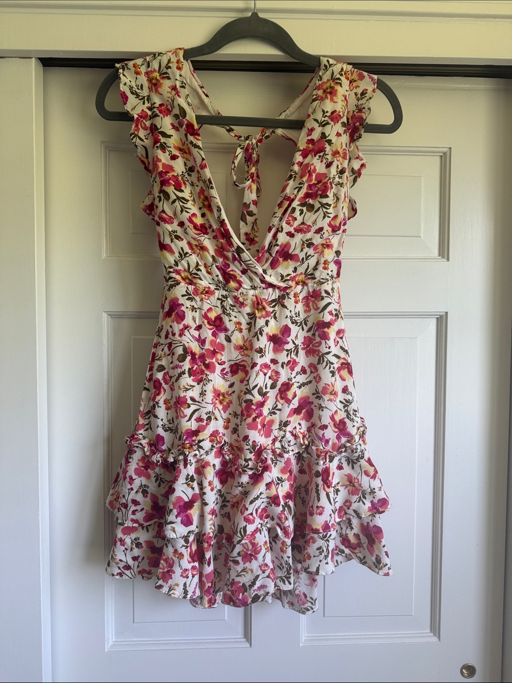 Hello Molly White Mini Dress with Pink Floral Print